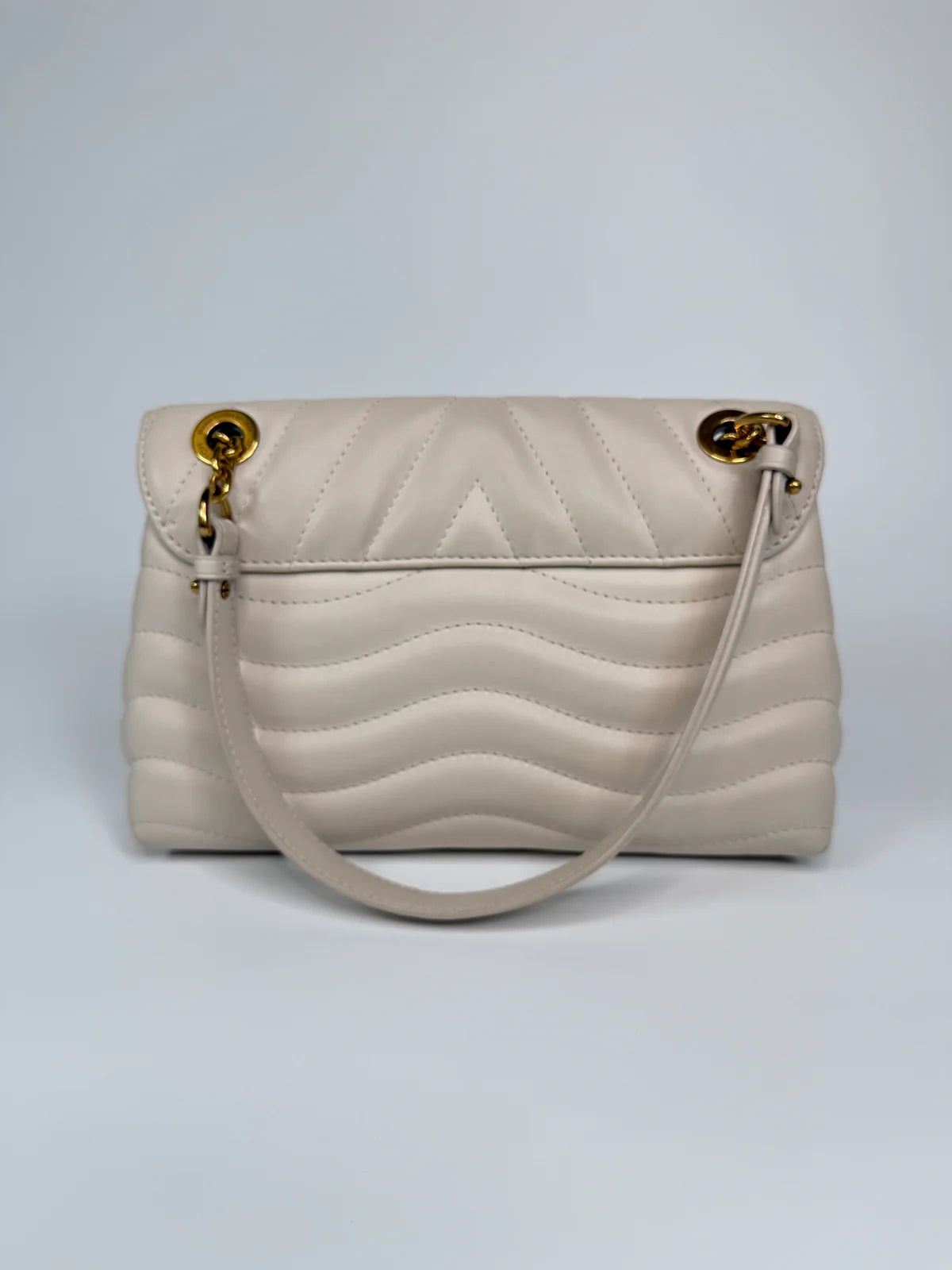 LOUIS VUITTON NEW WAVE CHAIN SHOULDER BAG IN IVORY CALF LEATHER WITH GOLD HARDWARE
