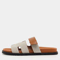 Hermes Beige/Brown Canvas and Leather Chypre Sandals Size 43