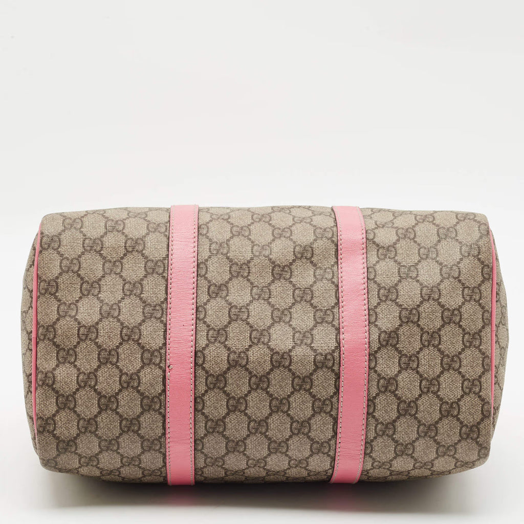 Gucci Joy Medium Pink/Beige GG Supreme Canvas and Leather Boston Bag