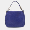 Bottega Veneta Blue Leather Mesh Tote Bag
