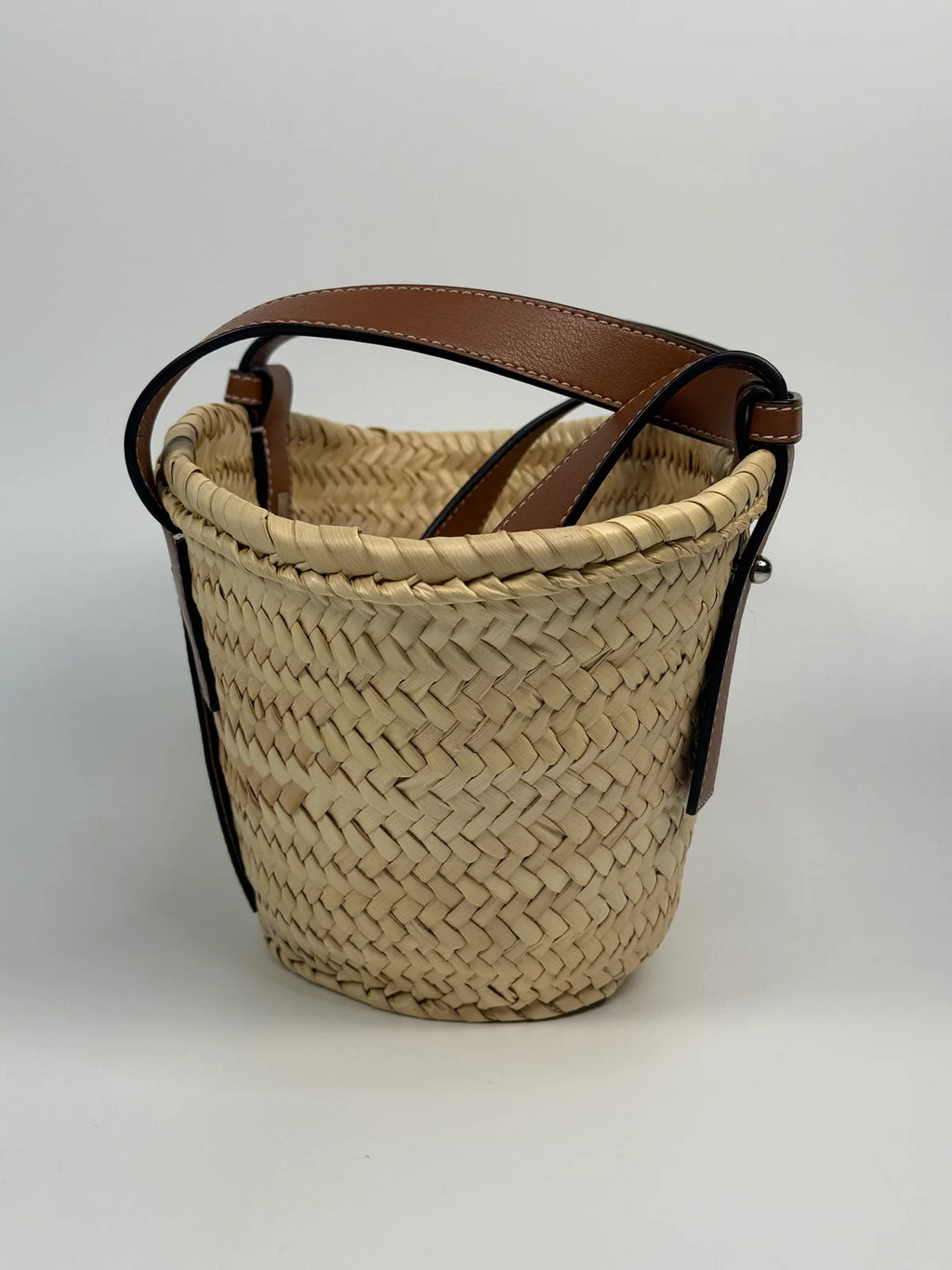 LOEWE WOVEN RAFFIA MINI BASKET BAG