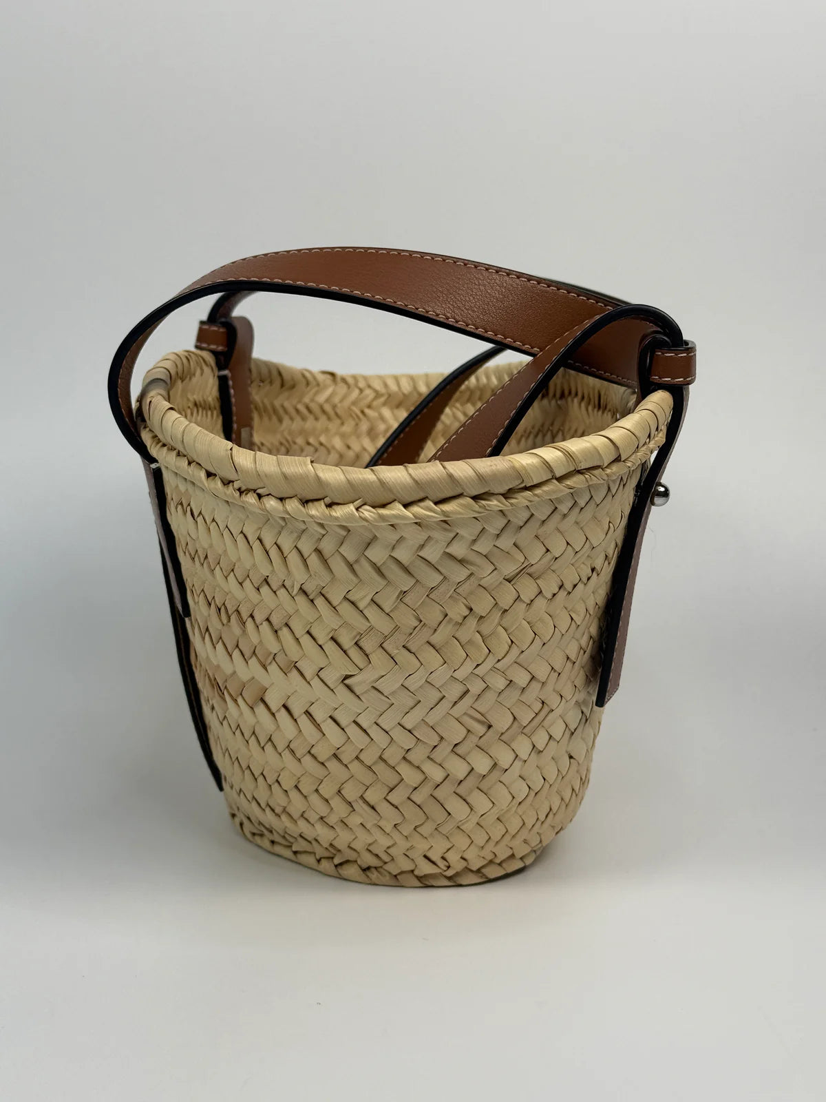 LOEWE WOVEN RAFFIA MINI BASKET BAG