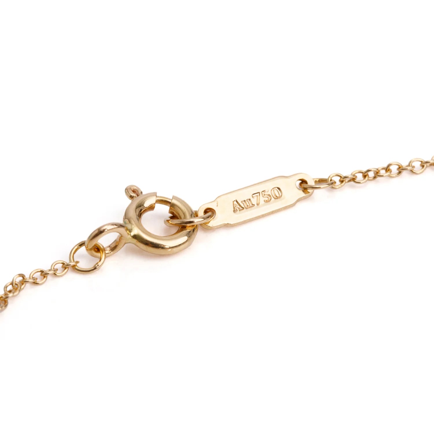 Tiffany & Co 18k Yellow Gold Diamond Signature Pearl Pendant Necklace