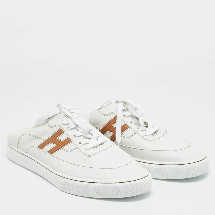 Hermes Keep Size 43 White Leather Mules Sneakers