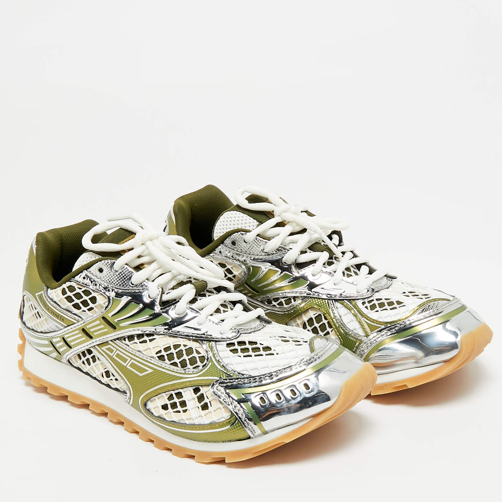 Bottega Veneta Orbit Flash Size 40 Tricolor Leather and Mesh Lace Up Sneakers