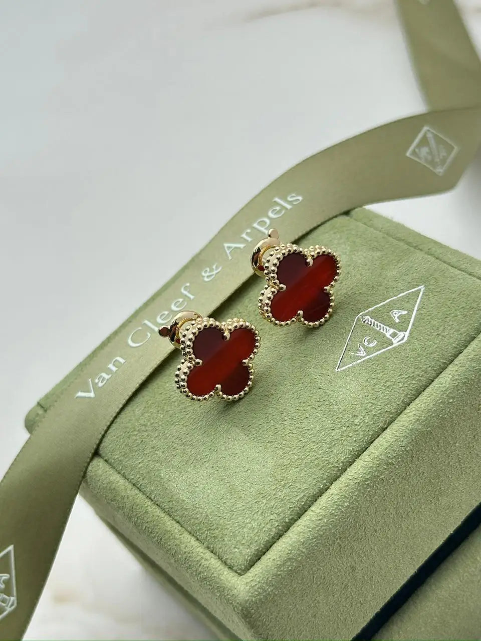 Van Cleef & Arpels Vintage Alhambra Earrings Carnelian