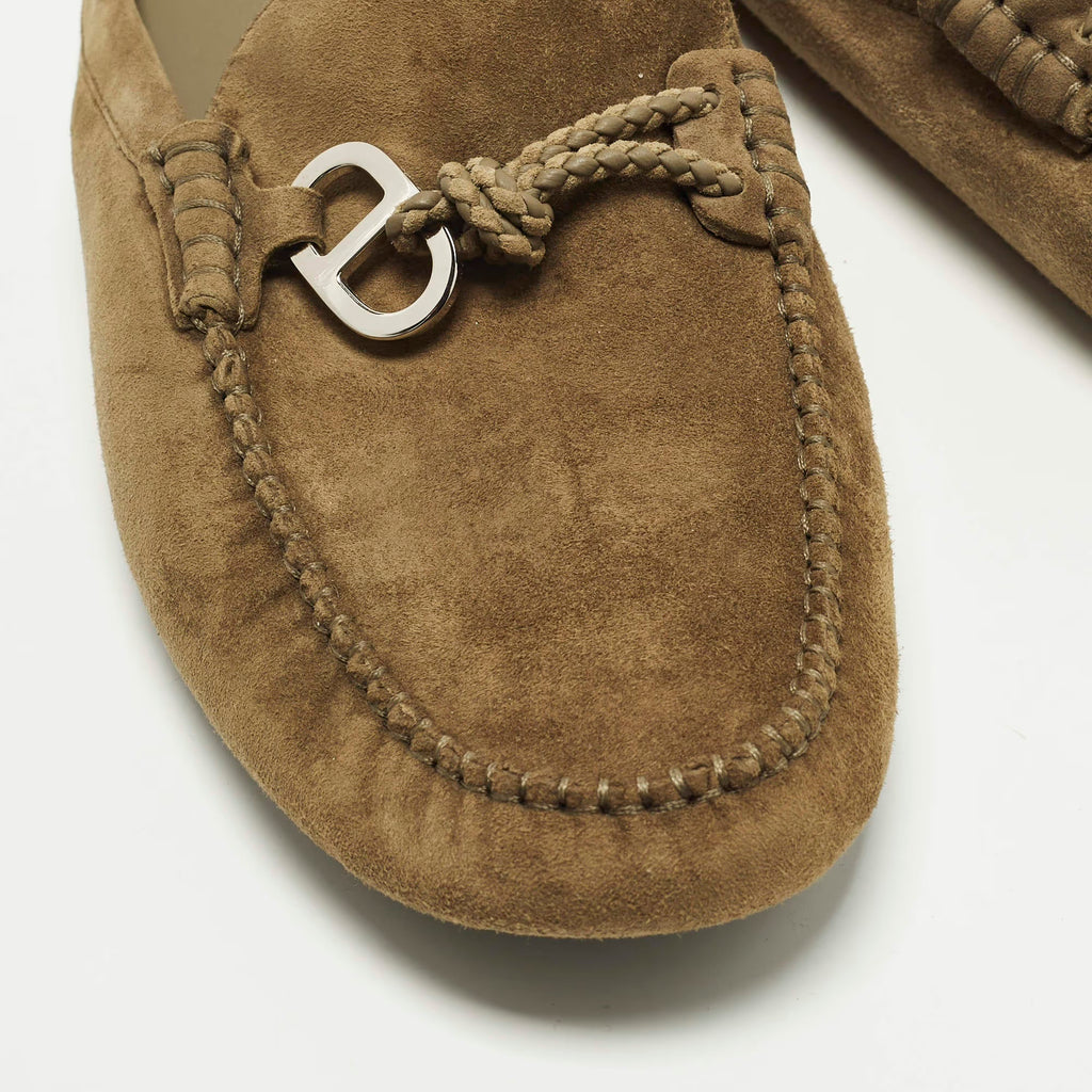 Hermes Icaro Size 43 Olive Green Suede Flat Mules