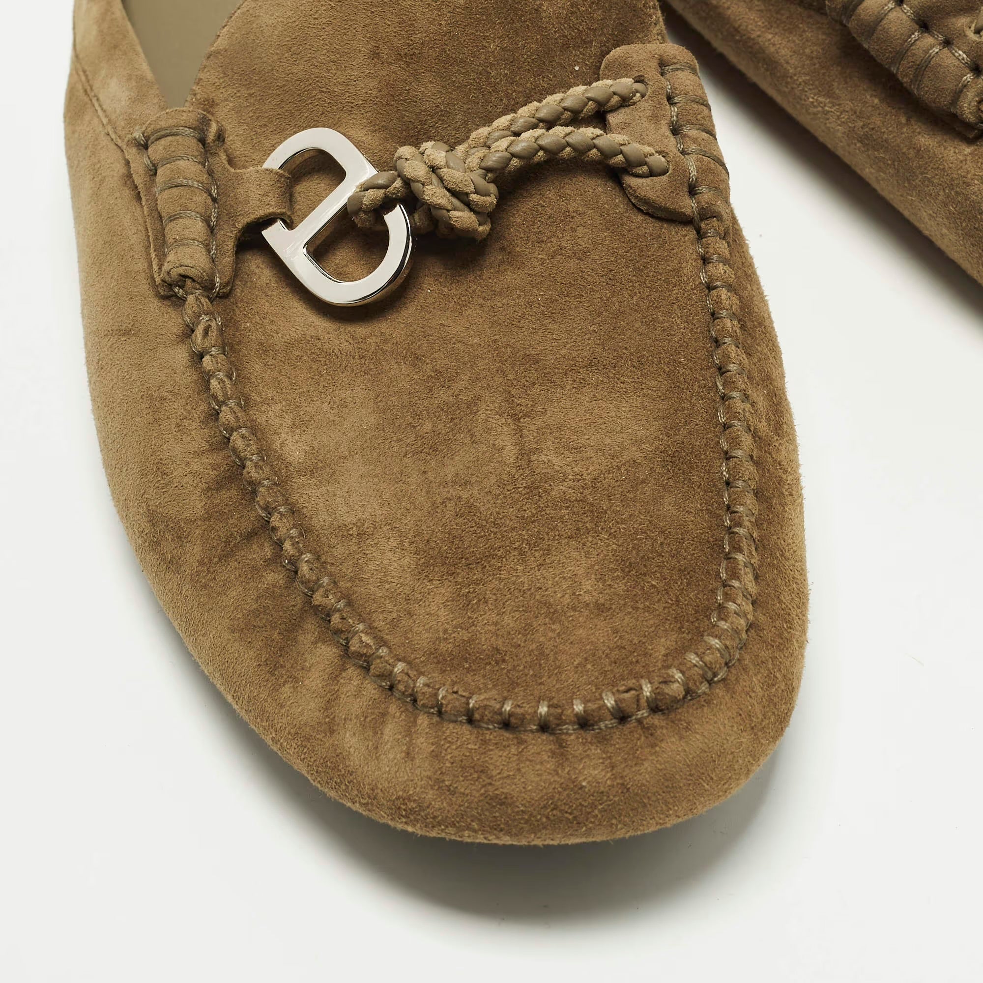 Hermes Icaro Size 43 Olive Green Suede Flat Mules