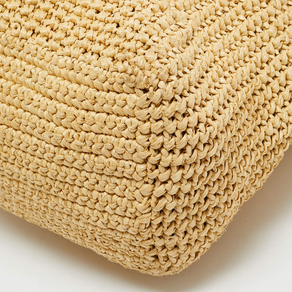 Prada Natural Raffia Logo Shopper Tote