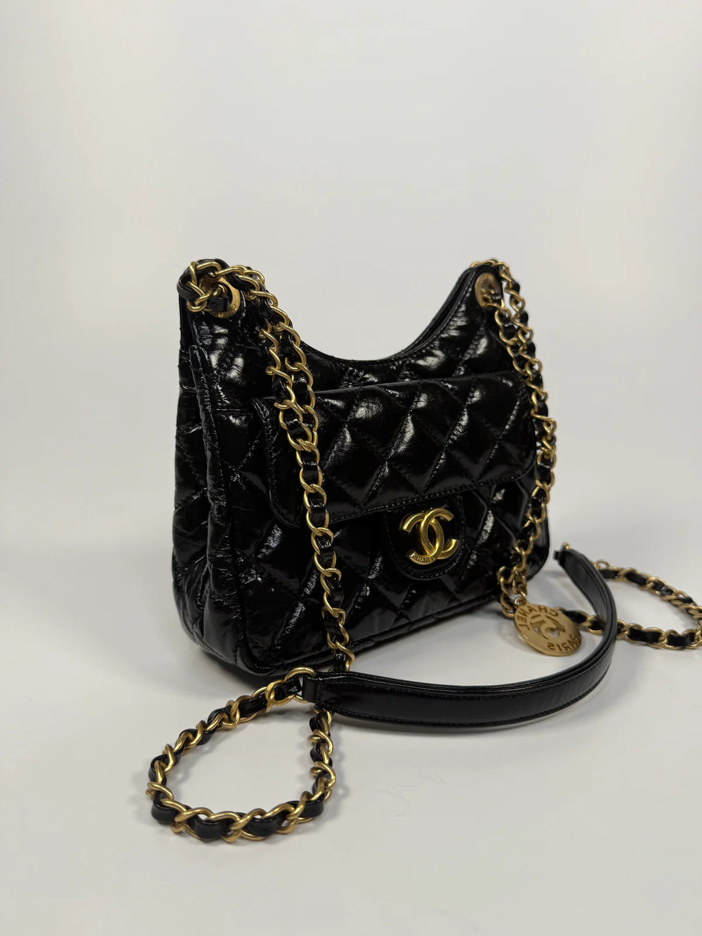 CHANEL MINI QUILTED MEDALLION SHOULDER BAG WITH GOLD HARDWARE