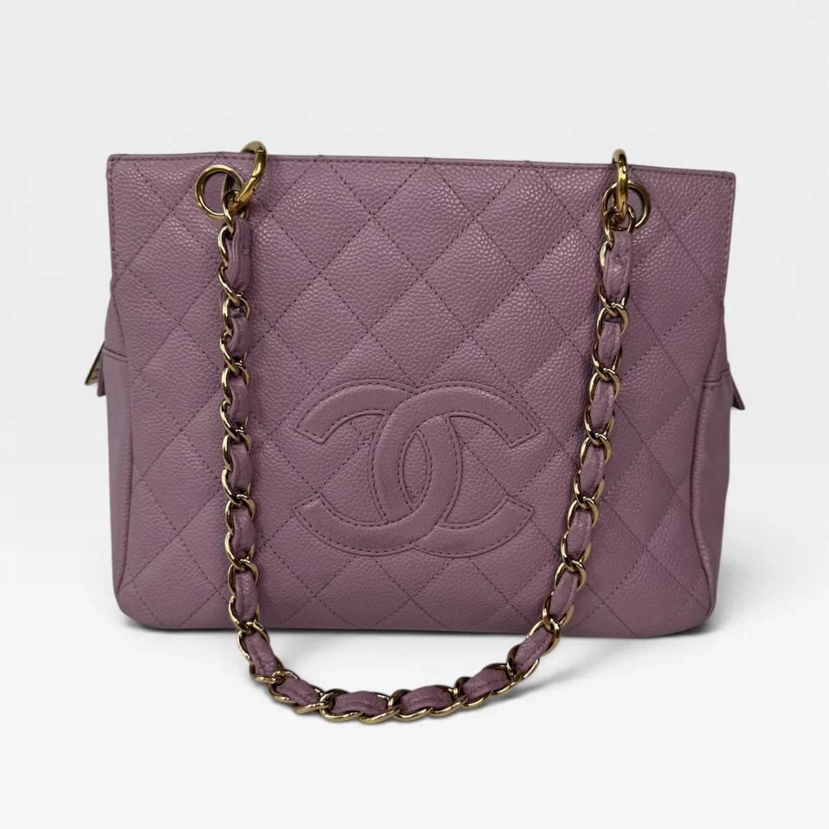 CHANEL PETITE TIMELESS TOTE IN LILAC CAVIAR LEATHER WITH GOLD HARDWARE
