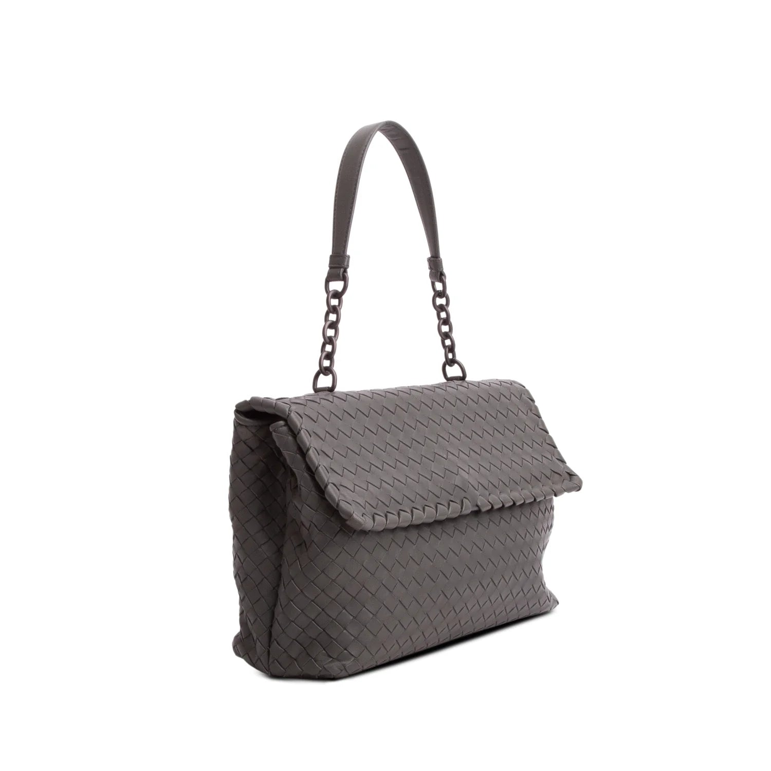 Bottega Veneta Grey Nappa Intrecciato Medium Olimpia Shoulder Bag