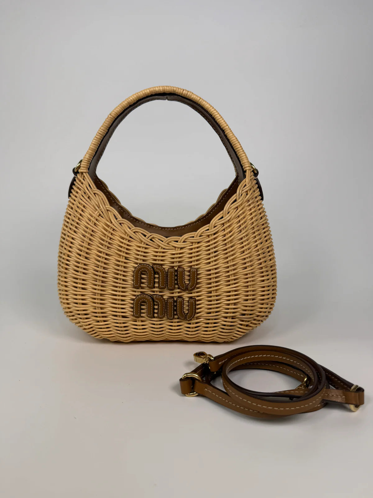 MIU MIU MINI WICKER WANDER BAG