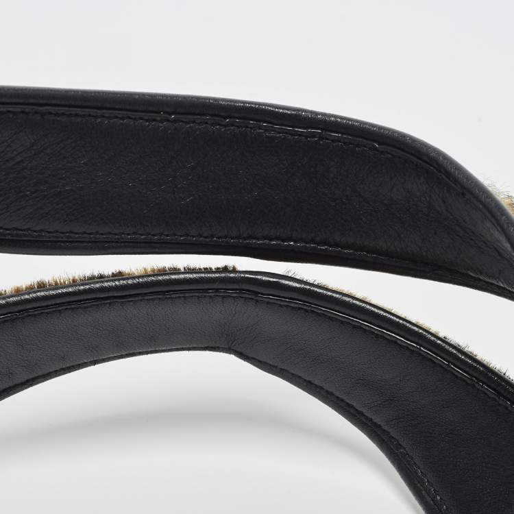 Saint Laurent LE 5 À 7 Bea Brown Leopard Print Calf Hair Tote