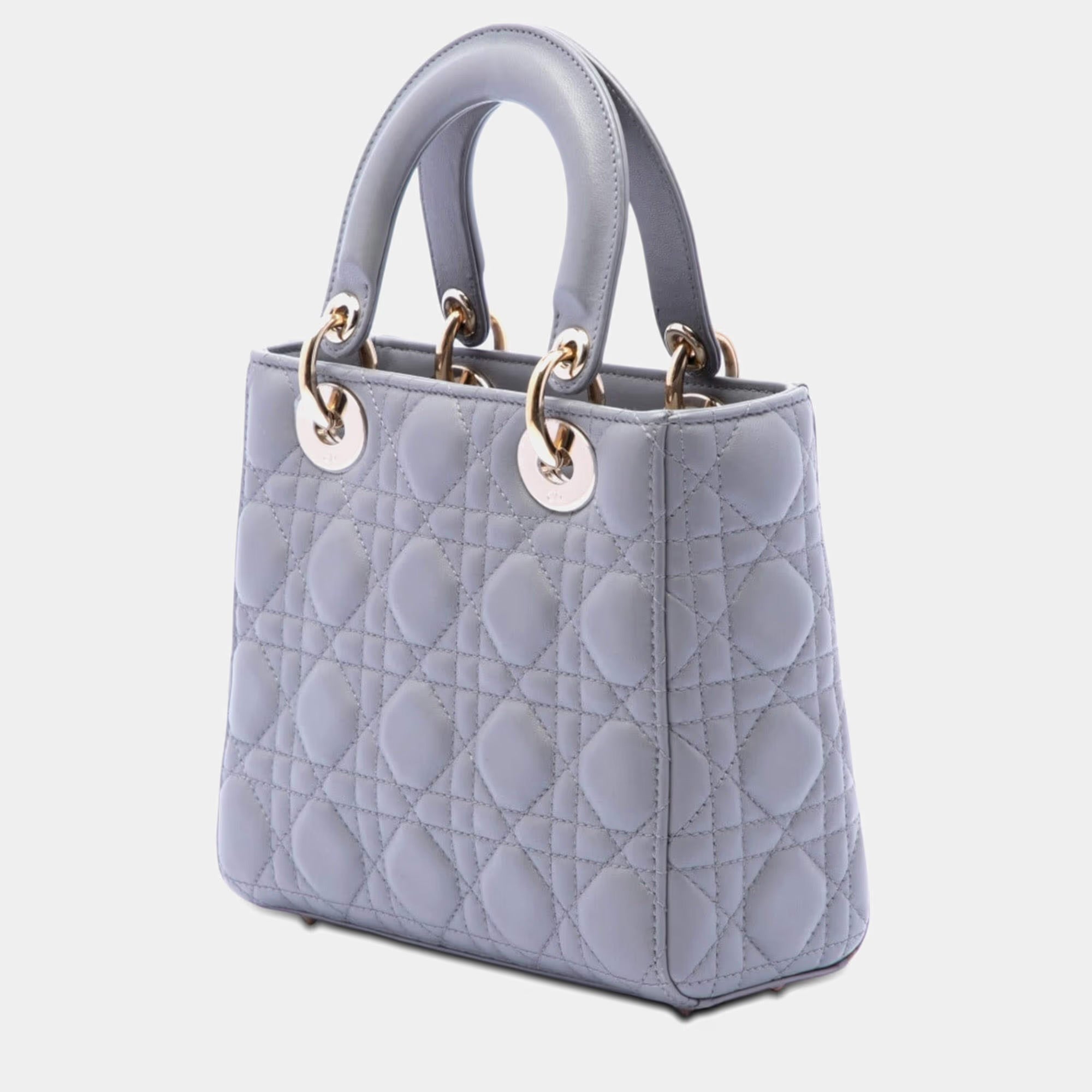 Dior Lady Dior My ABC Small Light Gray Lambskin Cannage Handbag