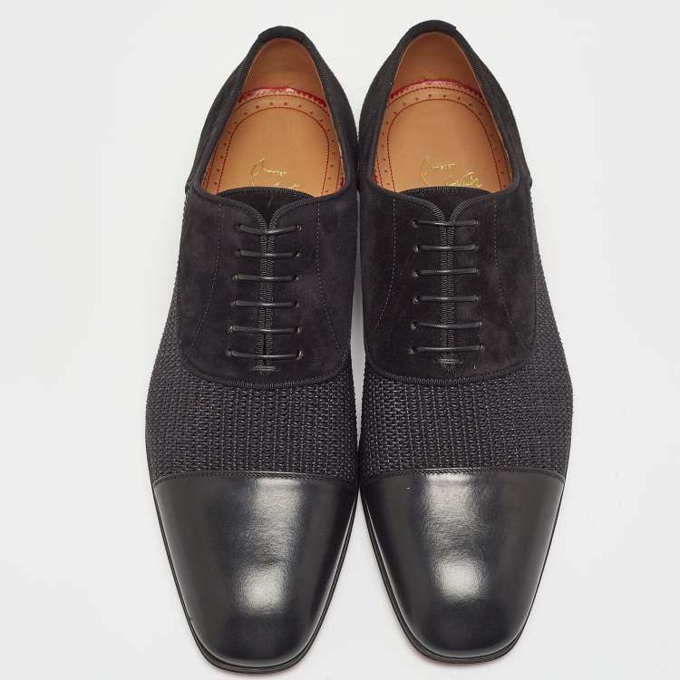 Christian Louboutin Black Leather and Suede Greggo Lace Up Oxford Size 40