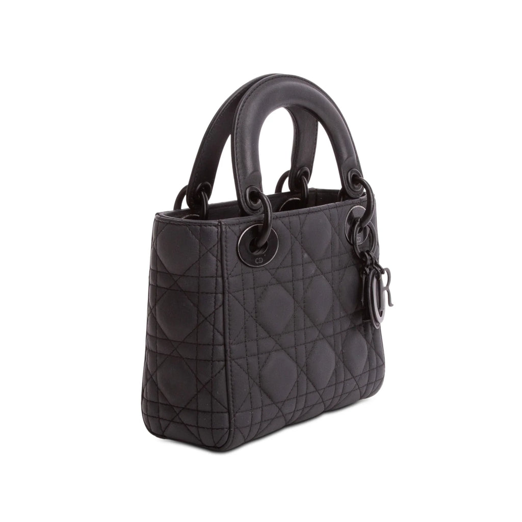 Christian Dior 2020 Black Ultra Matte Calfskin Cannage Mini Lady Dior