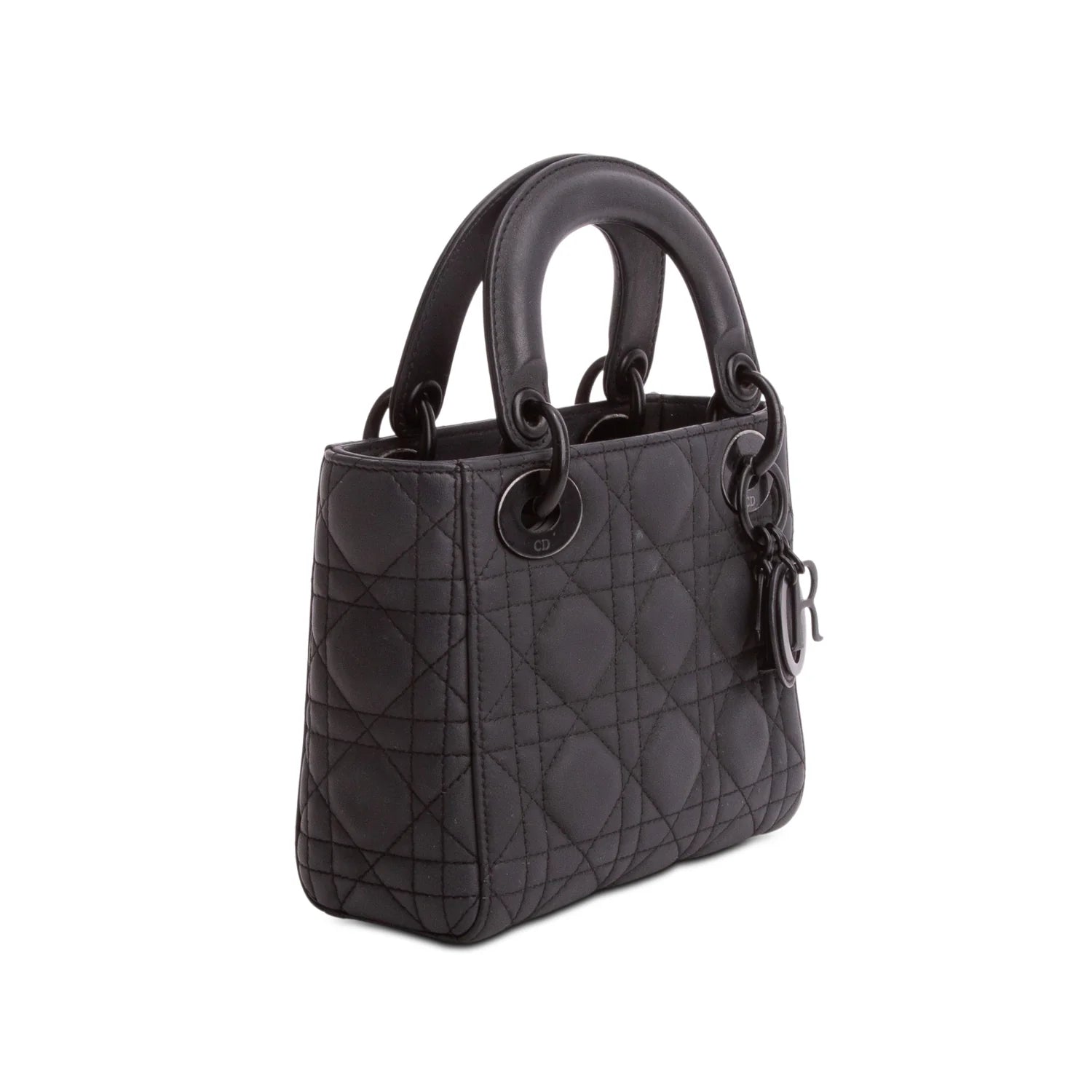 Christian Dior 2020 Black Ultra Matte Calfskin Cannage Mini Lady Dior