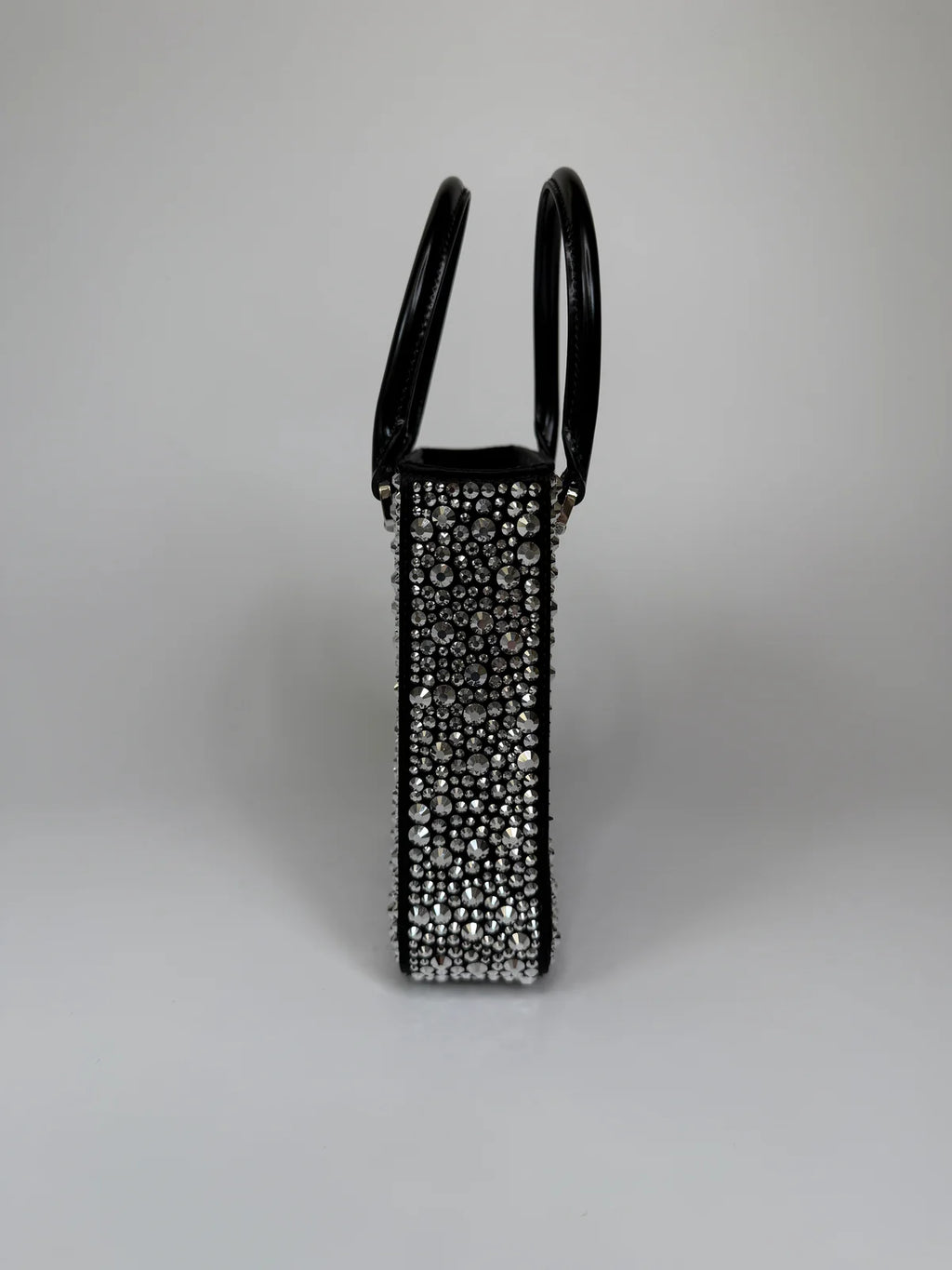 PRADA METAL PANIER SMALL BLACK SATIN CRYSTAL TOTE