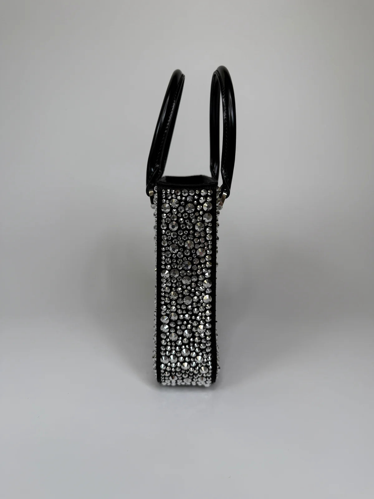 PRADA METAL PANIER SMALL BLACK SATIN CRYSTAL TOTE