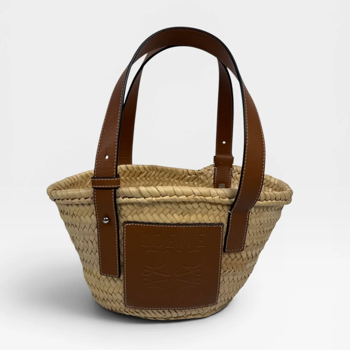 LOEWE WOVEN RAFFIA MINI BASKET BAG