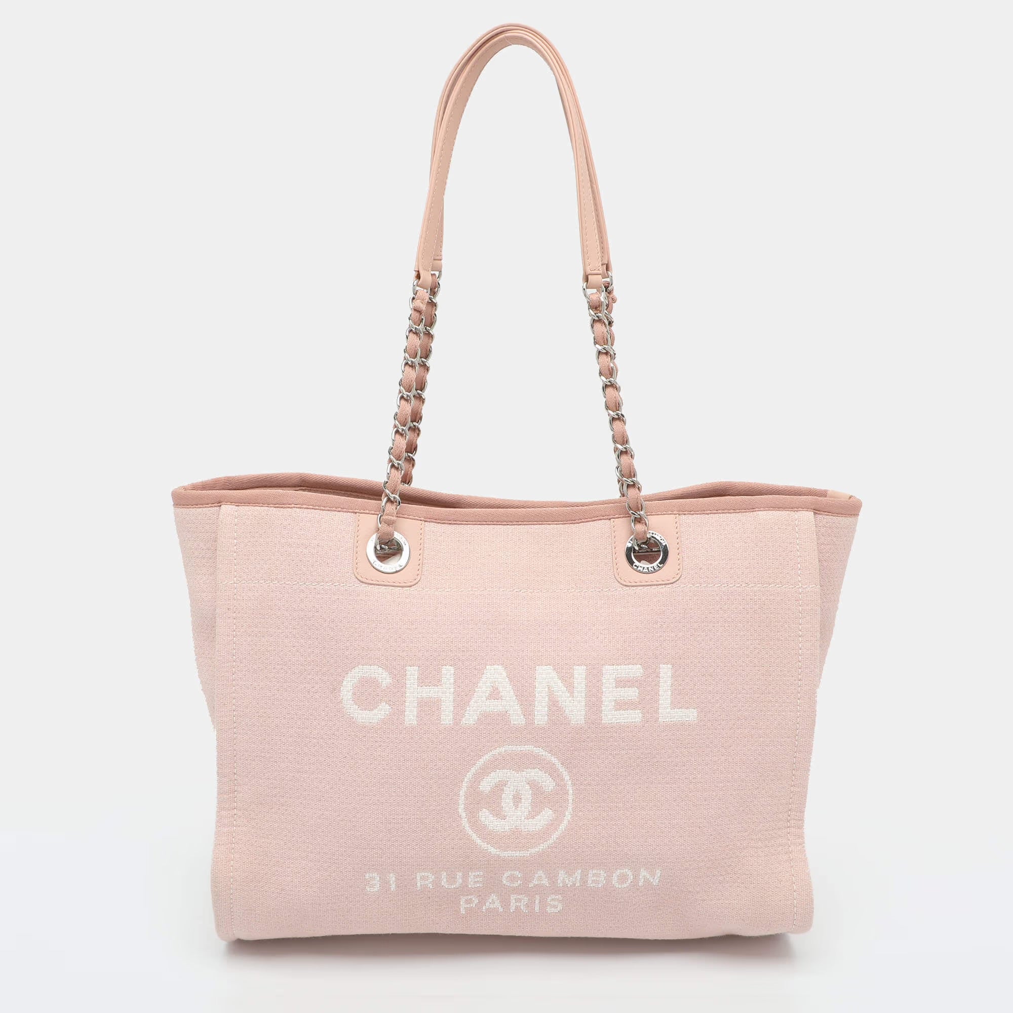 Chanel Deauville Medium Pink Canvas Tote