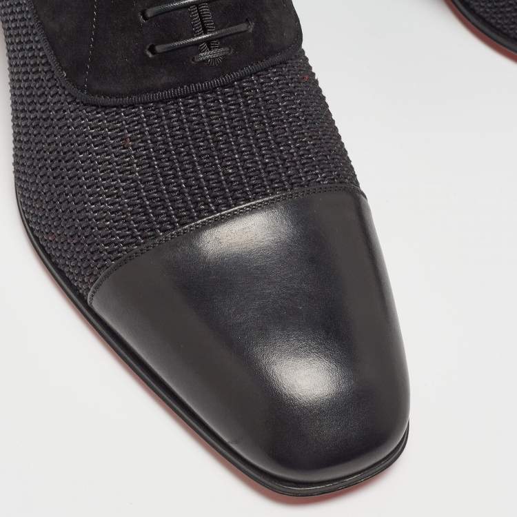 Christian Louboutin Black Leather and Suede Greggo Lace Up Oxford Size 40
