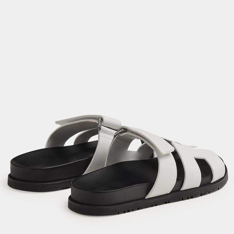 Hermes Black and white Rubber Chypre sandal 36