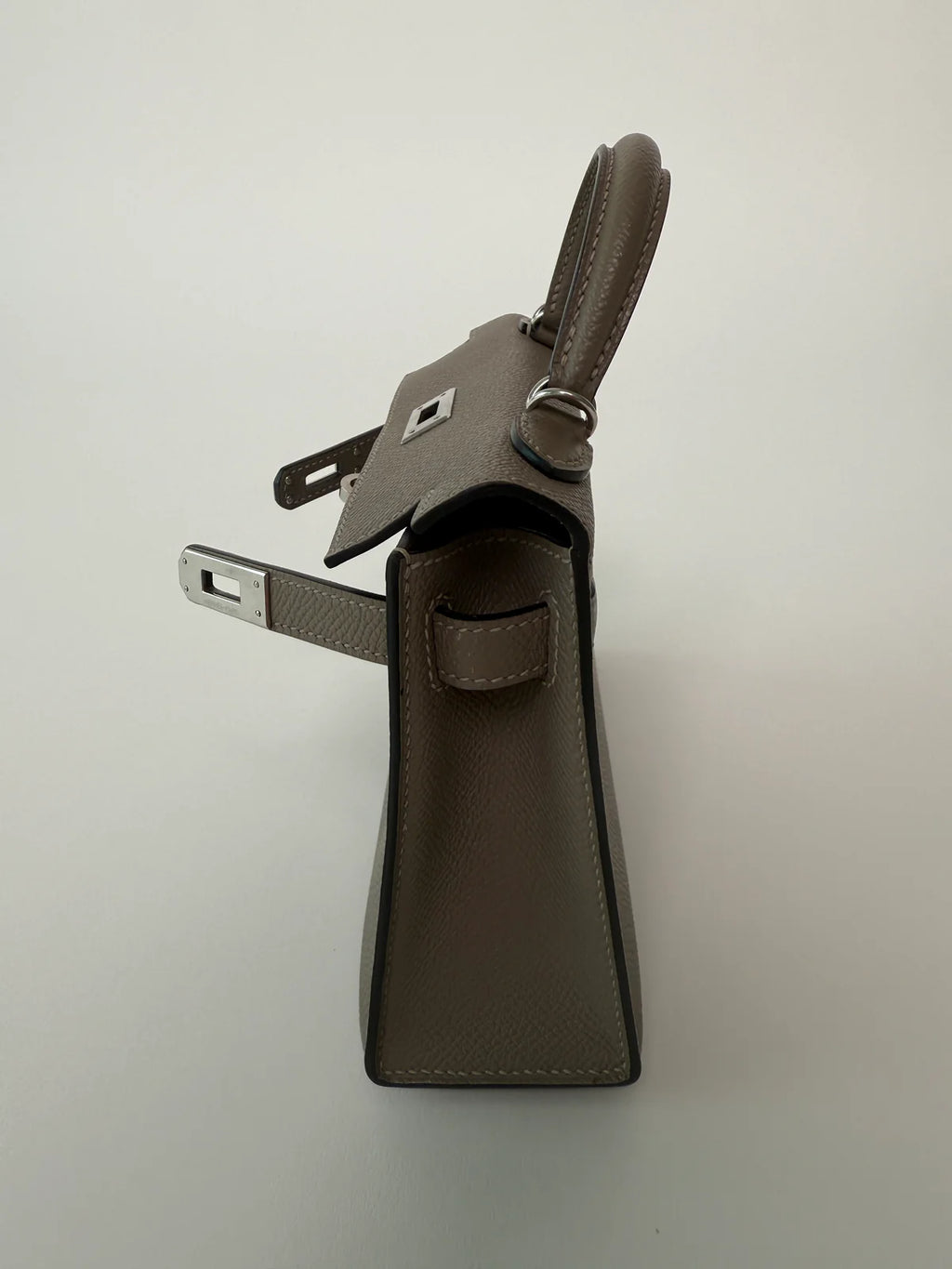 HERMÉS MINI KELLY GRIS ASPHALT IN EPSOM LEATHER WITH PHW