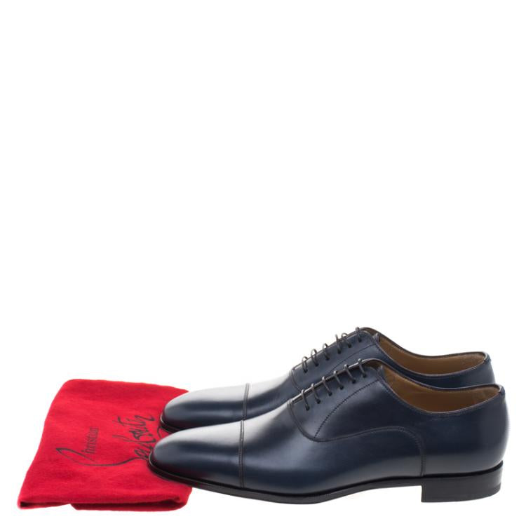 Christian Louboutin Oxford Blue Leather Greggo Lace Up Oxfords Size 43