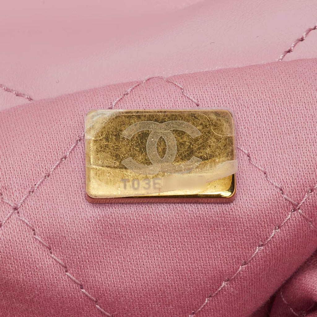 Chanel Light Pink Quilted Shiny Leather Small 22 Bag