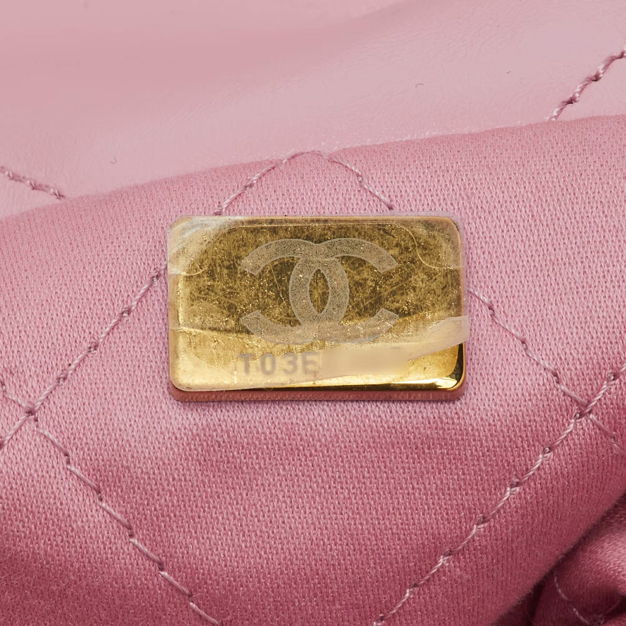 Chanel Light Pink Quilted Shiny Leather Small 22 Bag