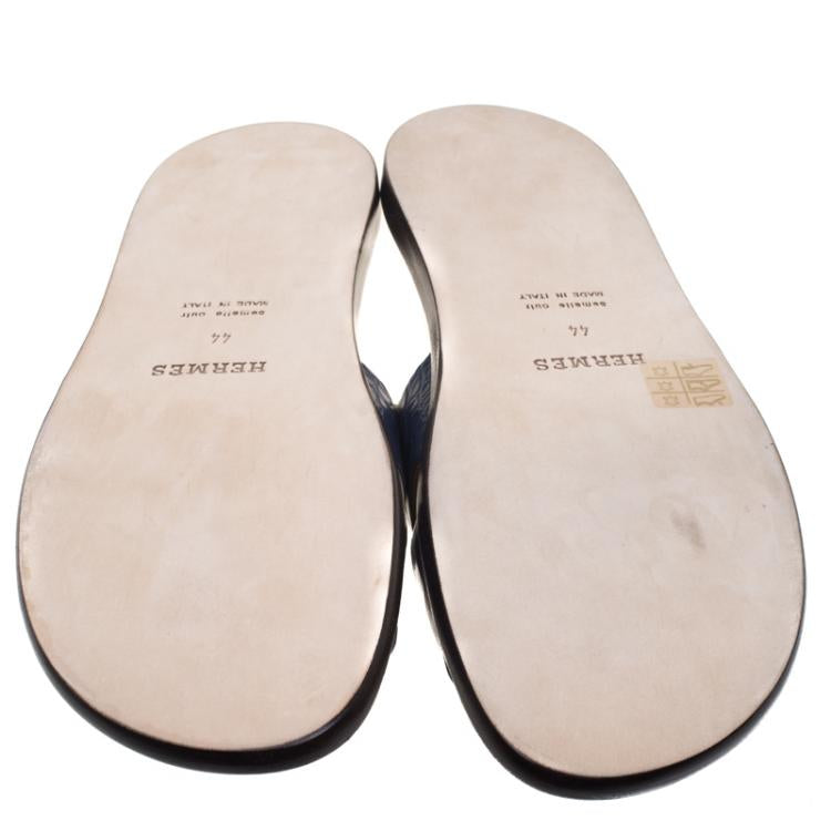 Hermes Indigo Blue Alligator Izmir Sandals Size 44