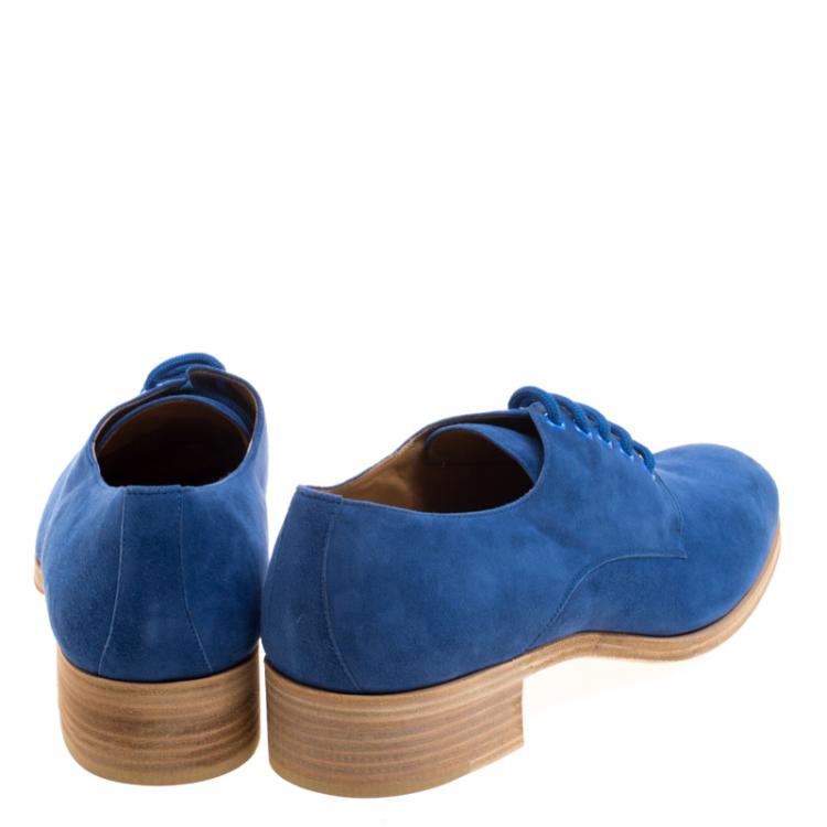 Christian Louboutin Blue Suede Chorale Lace Up Derby Size Size 42