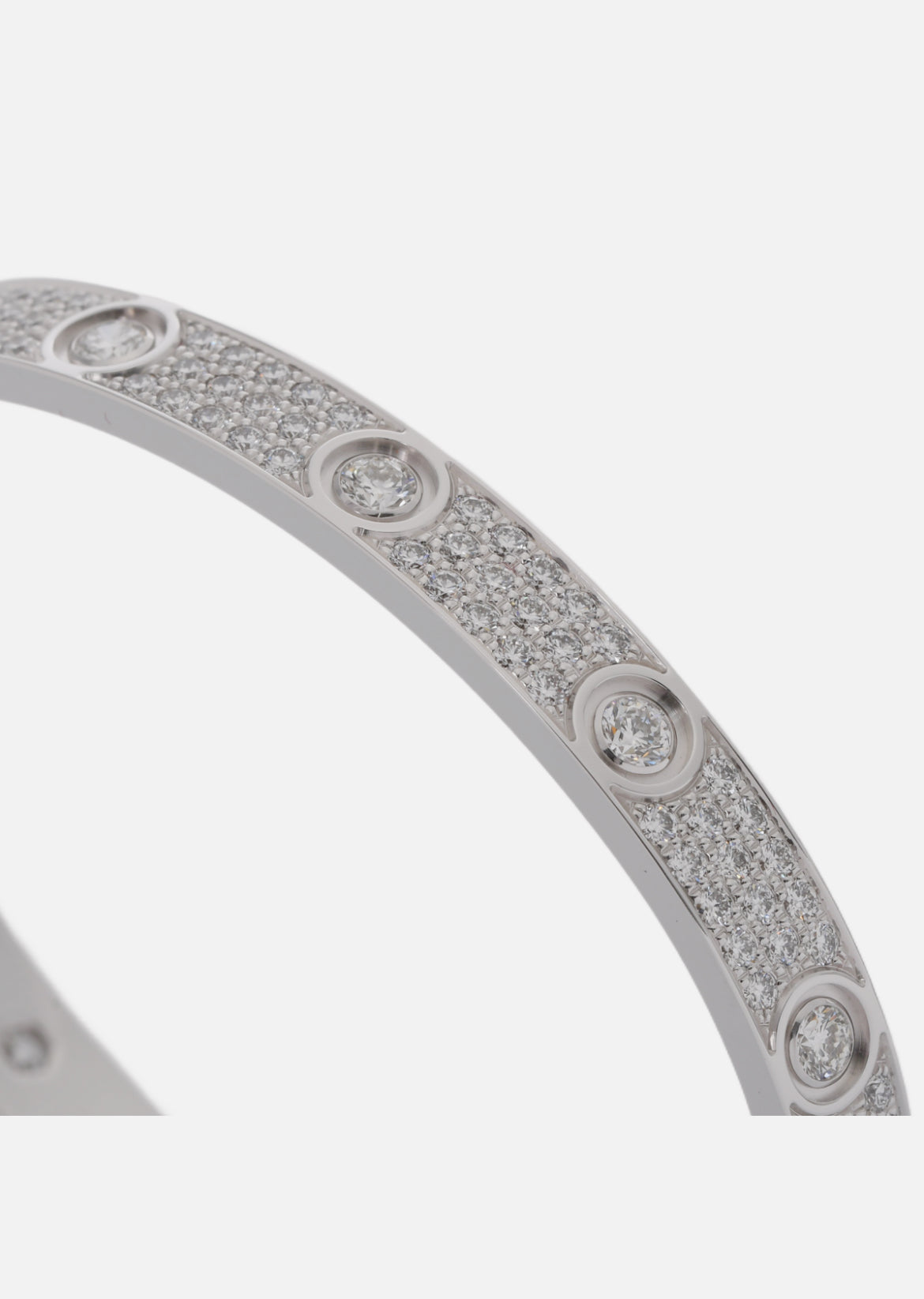 CARTIER Love Bracelet Full Pave Diamond In 18K White Gold Size 16