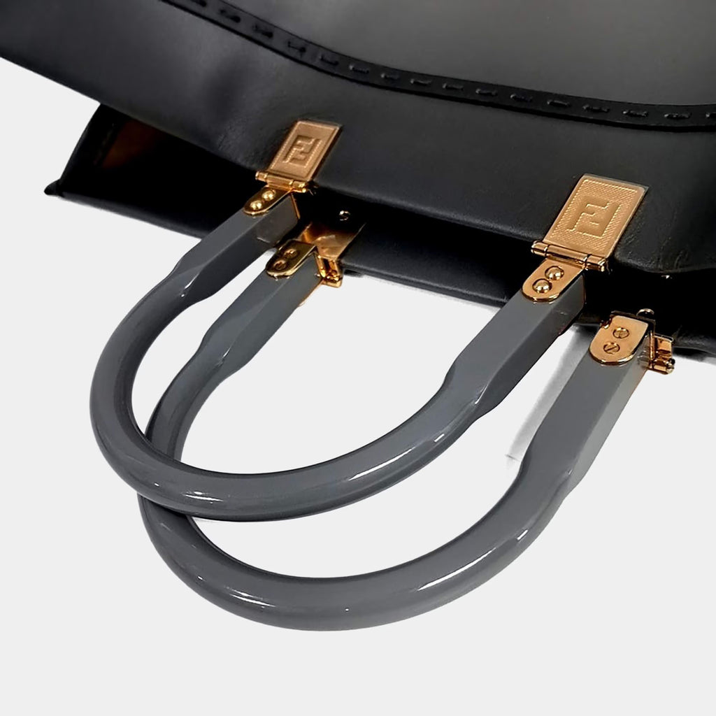 Fendi Grey Leather Sunshine Large