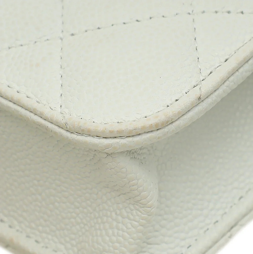 Chanel CC Classic Wallet on Chain White