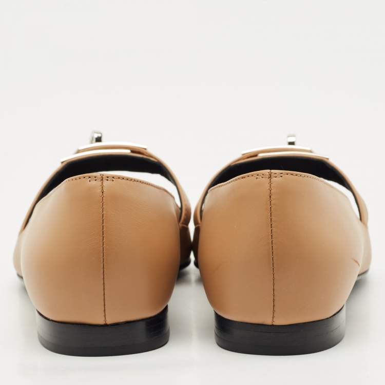 Hermès Brown Leather Pegase Mini Kelly Buckle Ballet Flats Size 36