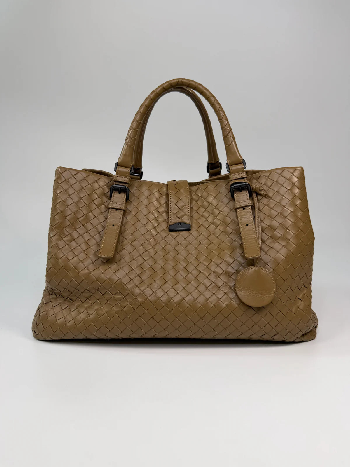 BOTTEGA VENETA MEDIUM ROMA TOTE BEIGE LEATHER GUNMETAL HARDWARE