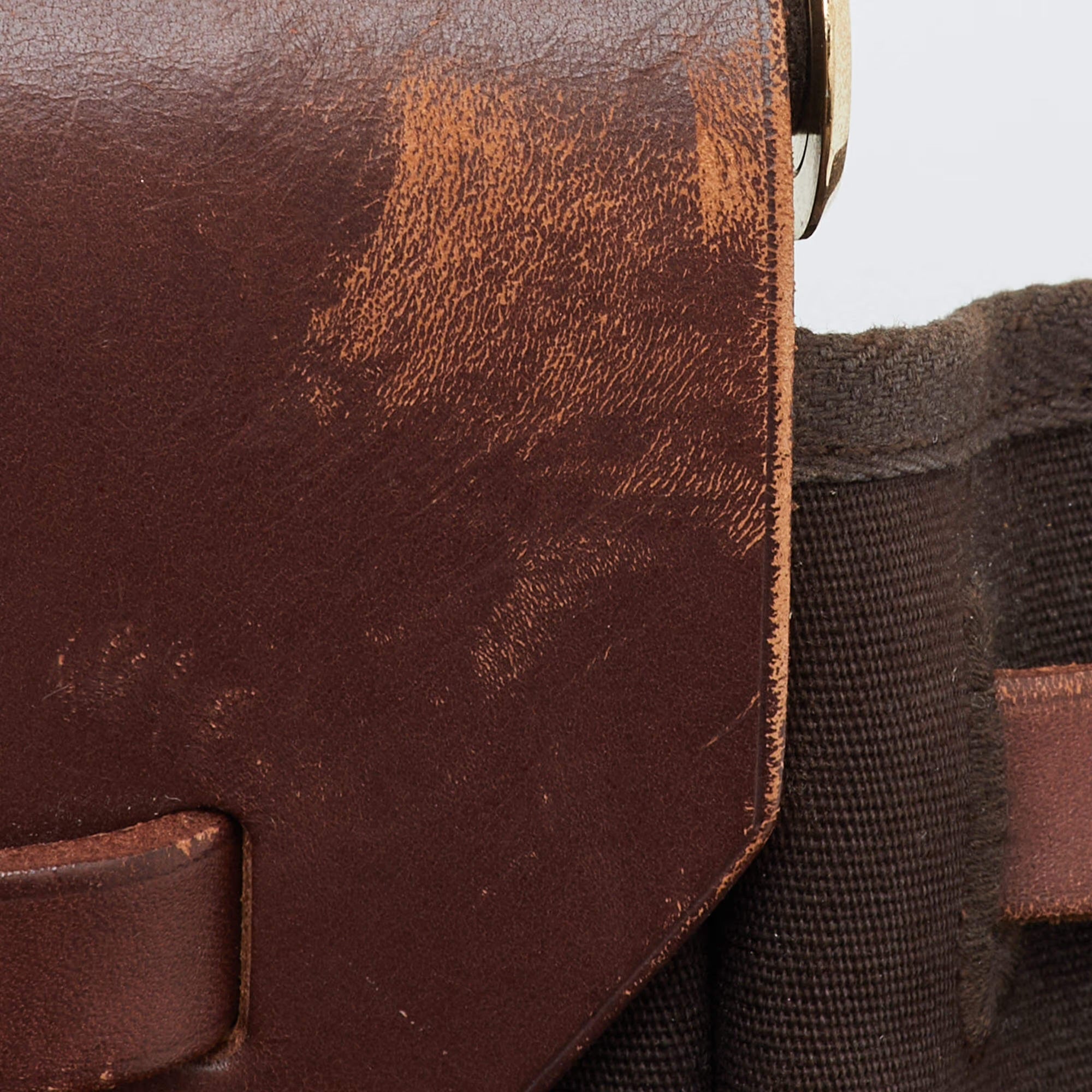 Hermes Herbag 39 Chocolate/Terre Toile and Vache Leather Top Handle Bag