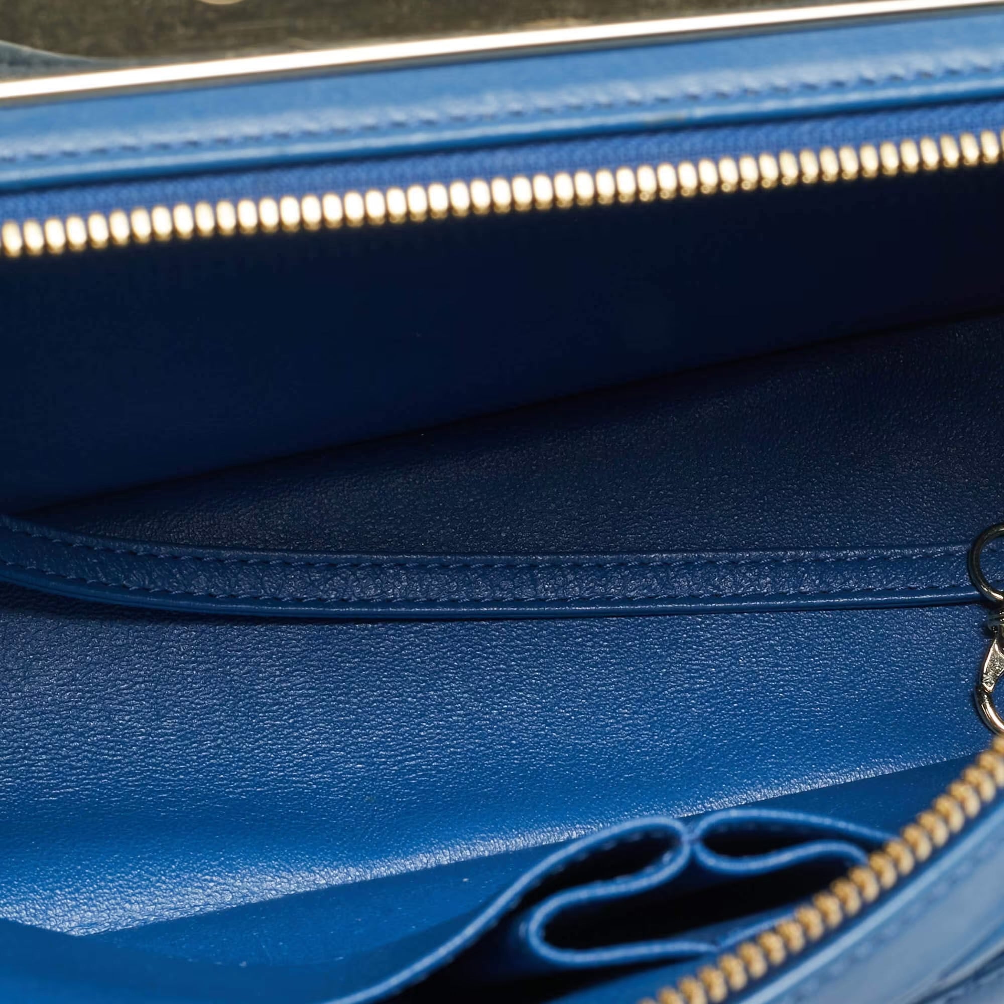 Chanel Trendy CC Medium Blue Chevron Leather Bowling Bag
