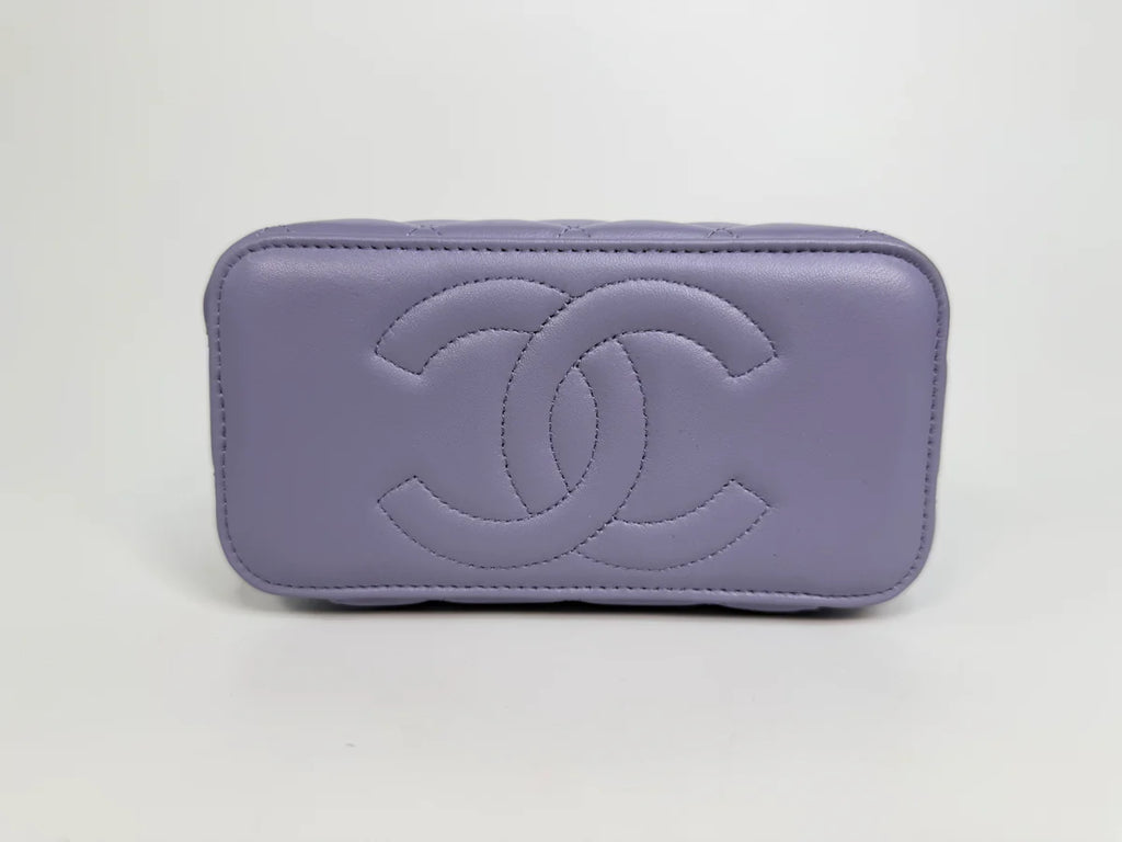 CHANEL MINI VANITY TOP HANDLE IN LILAC LAMBSKIN LEATHER WITH GOLD HARDWARE
