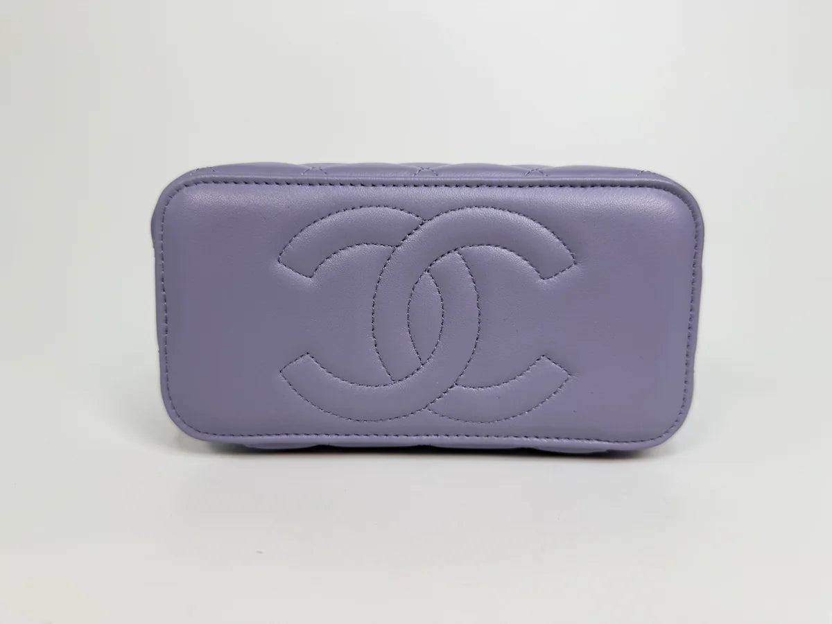 CHANEL MINI VANITY TOP HANDLE IN LILAC LAMBSKIN LEATHER WITH GOLD HARDWARE
