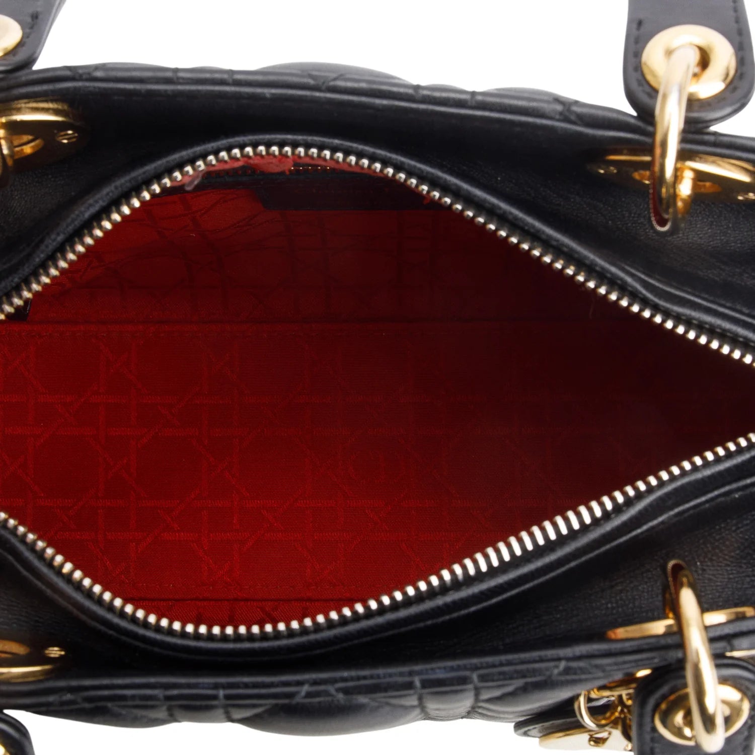 Christian Dior Black Cannage Lambskin Leather Medium Lady Dior Bag