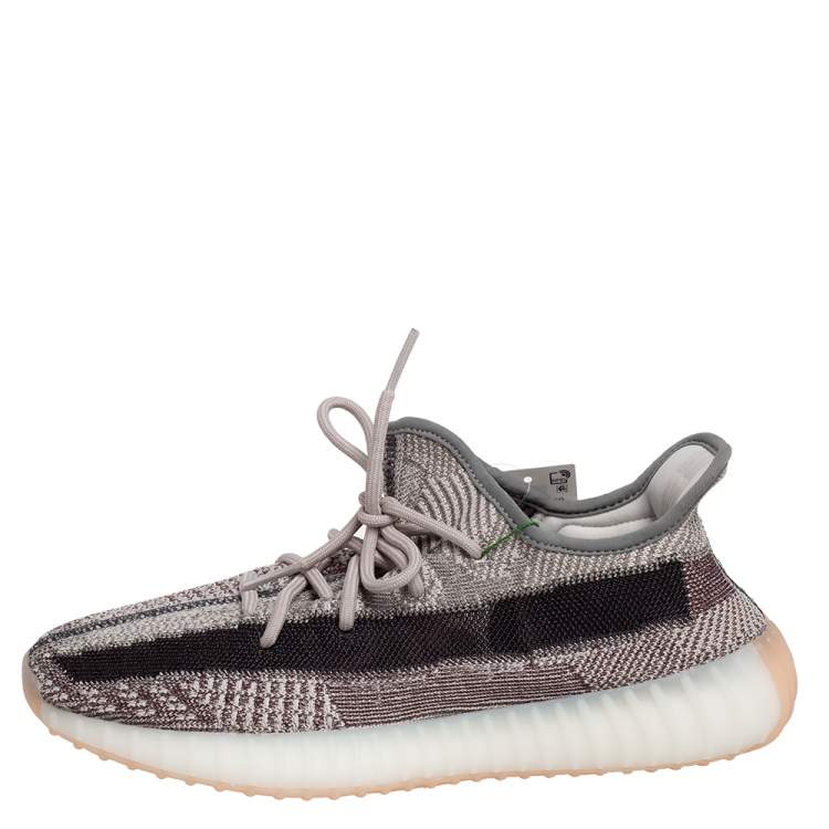 Yeezy x Adidas Grey/Brown Knit Fabric Boost 350 V2 Zyon Sneakers Size 43 1/3