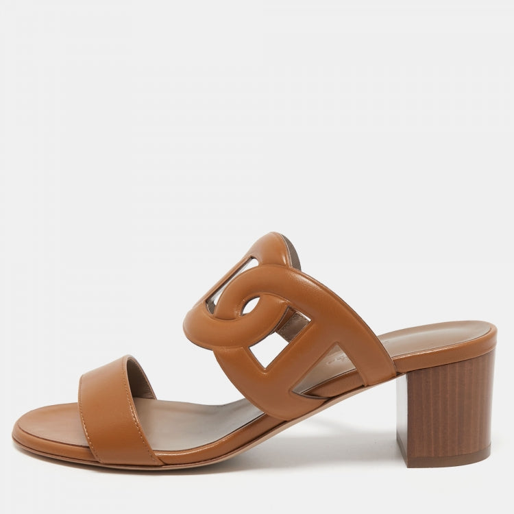 Hermes Brown Leather Bikini Sandals Size 36.5