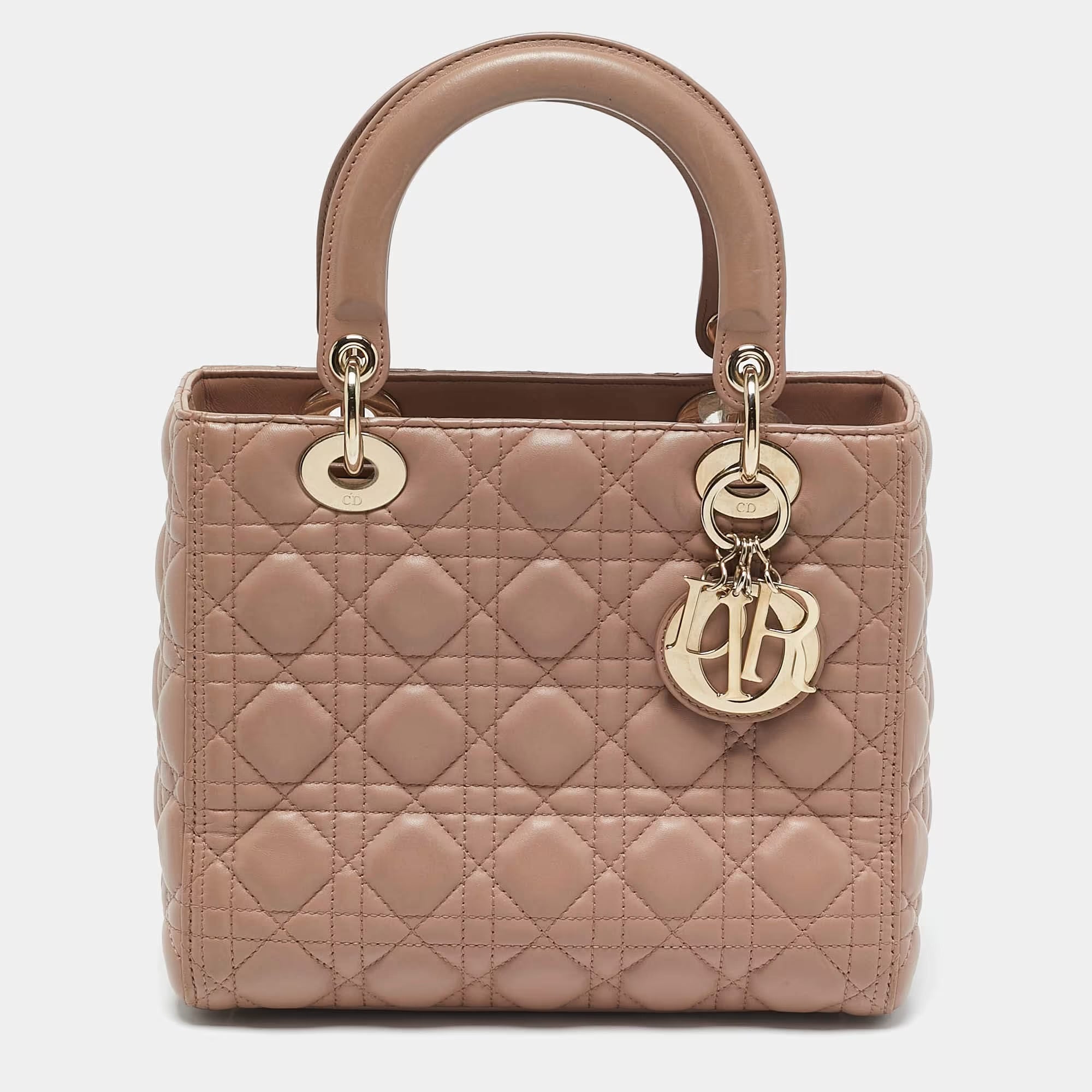 Dior Lady Dior Medium Beige Leather Tote Bag