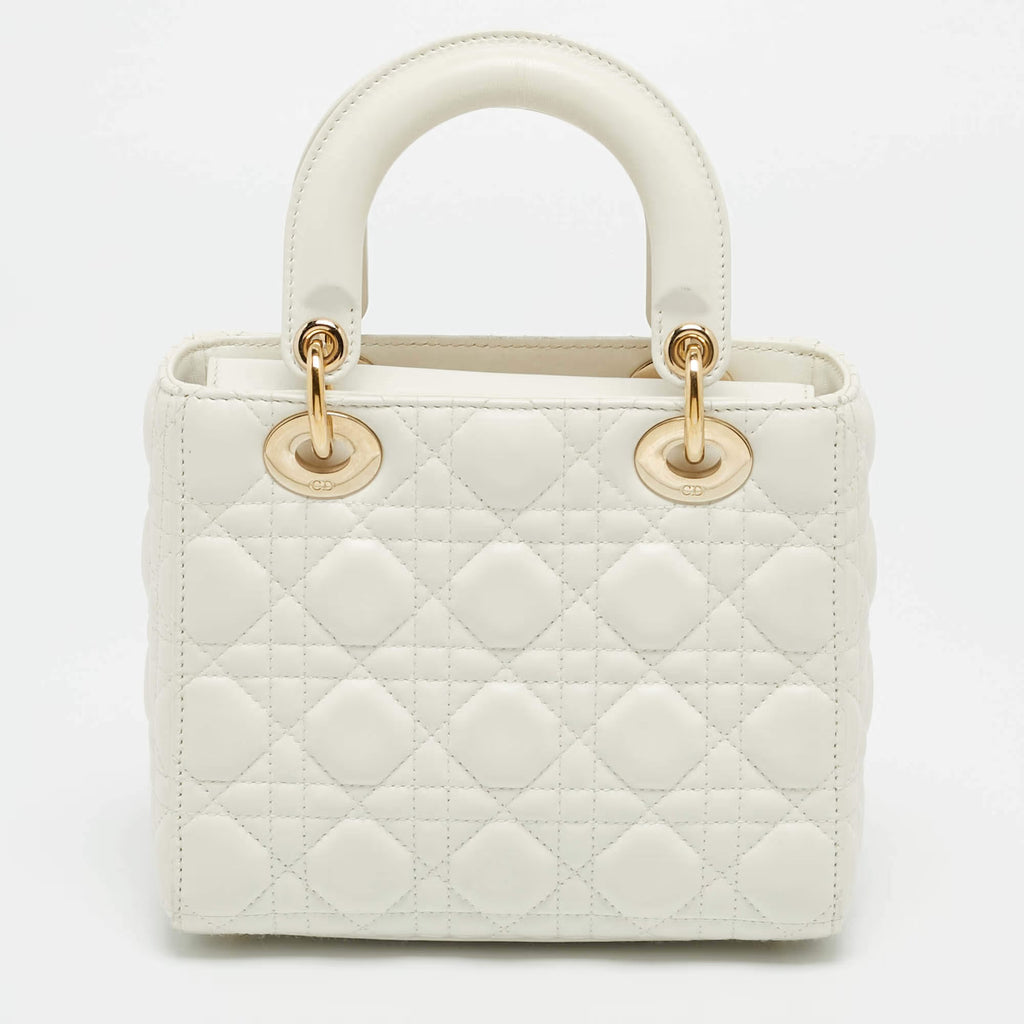 Dior Lady Dior My ABCDior Small White Cannage Leather Tote