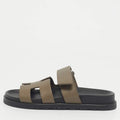 Hermes Green Leather Chypre Slide Sandals Size 34