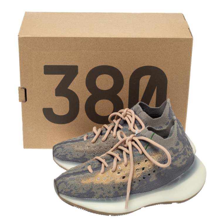 Yeezy x Adidas Grey Cotton Knit Boost 380 Mist Reflective Sneakers Size 36